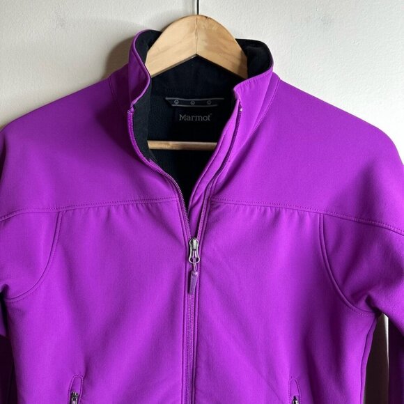 Marmot Jacket Womens Sz XS Purple Black Fleece Lined Softshell Outdoor Full Zip - Picture 2 of 13